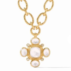 JULIE VOS • Tudor Statement Necklace in Gold and Iridescent Clear